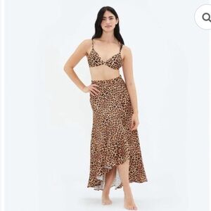 Summersalt Beach to brunch wrap skirt in Leopard